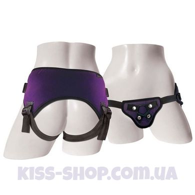 Трусы для страпона Sportsheets - Lush Strap On Purple, широкий бархатистый пояс, очень комфортные