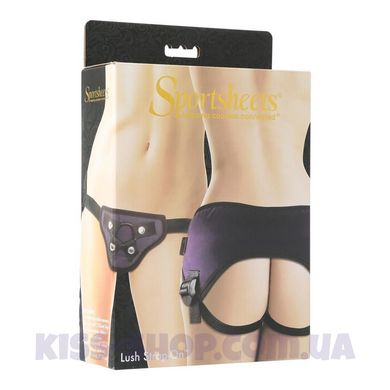 Трусы для страпона Sportsheets - Lush Strap On Purple, широкий бархатистый пояс, очень комфортные