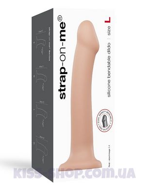 Насадка для страпону Strap-On-Me Dual Density Dildo Flesh L, діаметр 3,7 см, двошарова, гнучкий