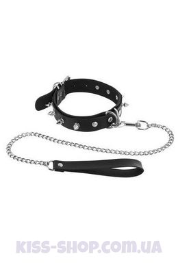 Нашийник з повідцем Fetish Tentation Spikes and Leash, Черный