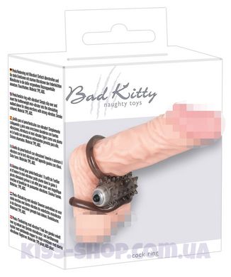 Віброкільце на член та мошонку Bad Kitty Cock Ring Bullet, серый