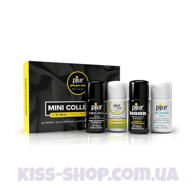 Набір змазок pjur MINI COLLECTION 4×10 мл: med REPAIR glide, WOMAN Nude, ORIGINAL, BACKDOOR Relaxing