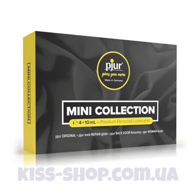 Набір змазок pjur MINI COLLECTION 4×10 мл: med REPAIR glide, WOMAN Nude, ORIGINAL, BACKDOOR Relaxing