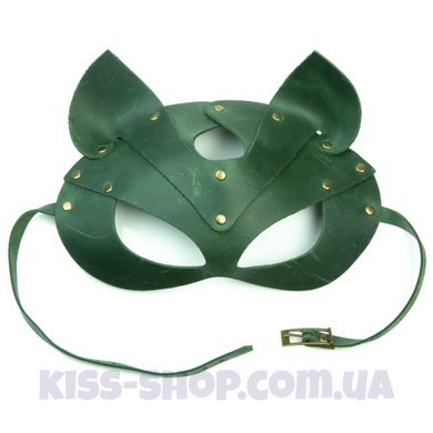 Маска кішки з натуральної шкіри LoveCraft зеленого кольору