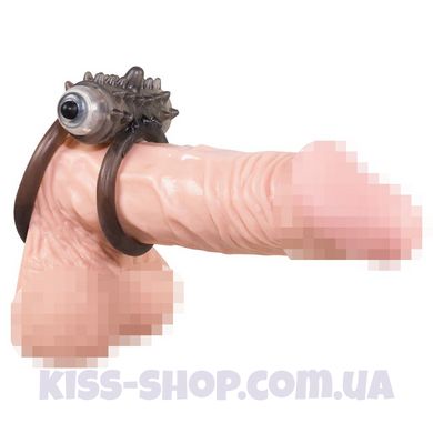 Віброкільце на член та мошонку Bad Kitty Cock Ring Bullet, серый