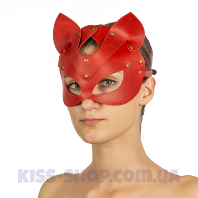 Маска кішки з натуральної шкіри LoveCraft червоного кольору