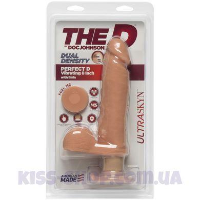 Фалоімітатор Doc Johnson The D - Perfect D - Vibrating 8 Inch With Balls - ULTRASKYN, діаметр 5,1 см