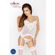 Корсет з пажами JANET CORSET white S/M - Passion, трусики, напівпрозорий