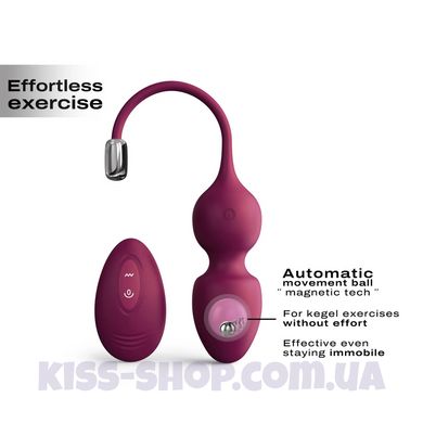 Вагінальні кульки Dorcel LOVE BALLS PLUM, вібрації та рухи внутрішньої кульки, пульт ДК