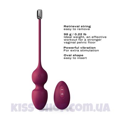 Вагінальні кульки Dorcel LOVE BALLS PLUM, вібрації та рухи внутрішньої кульки, пульт ДК