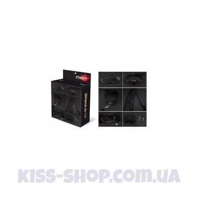 Набір MAI BDSM STARTER KIT Nº 75 Black: батіг, кляп, наручники, маска, нашийник, мотузка, затискачі