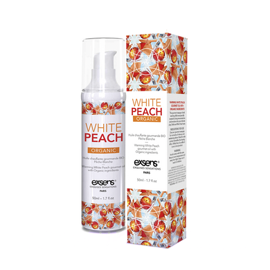 Масажна олія EXSENS Organic White Peach 50мл розігрівальна, без цукру, без парабенів, їстівна