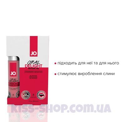 Гель для оральних пестощів System JO Oral Delight — Strawberry Sensation (30 мл), ефект холод-тепло