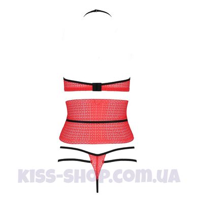 Комплект білизни AKITA SET red XXL/ XXL - Passion Exclusive: широкий пояс, ліф, стрінги