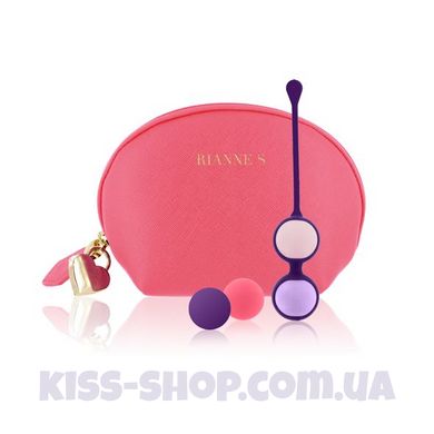 Набір вагінальних кульок Rianne S: Pussy Playballs Coral, маса 15, 25, 35, 55г, моноліт, косметичка