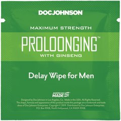 Серветка-пролонгатор для чоловіків Doc Johnson Delay Wipe For Men з екстрактом женьшеню