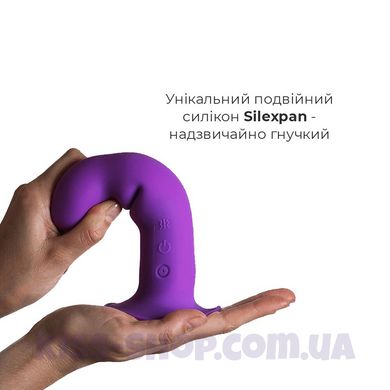 Двошаровий ділдо з вібрацією Adrien Lastic Hitsens 3 Purple, відмінно для страпона, діаметр 4 см, до