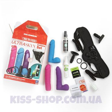 Страпон Doc Johnson Vac-U-Lock - Dual Density UltraSKYN Colors Set