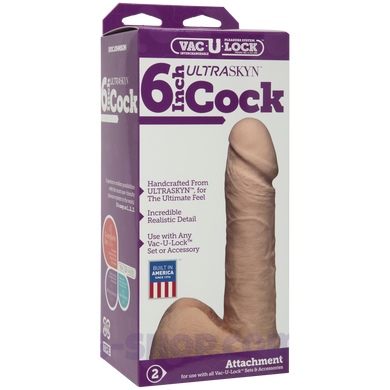 Фалоімітатор Doc Johnson Vac-U-Lock - 6 Inch ULTRASKYN Cock White, діаметр 4,3 см