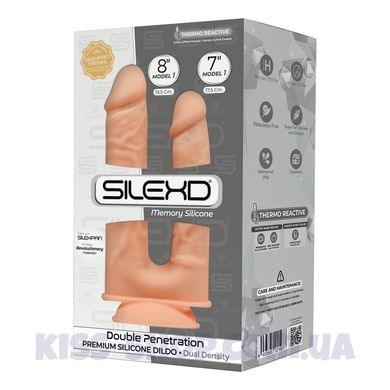 Фалоімітатор подвійний SilexD Double Gusto Flesh (Model 1 size 8" & 7"), двошаровий, силікон + Silex