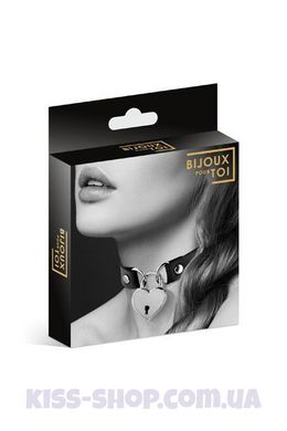 Чокер з замочком-сердечком Bijoux Pour Toi - HEART LOCK Black, екошкіра