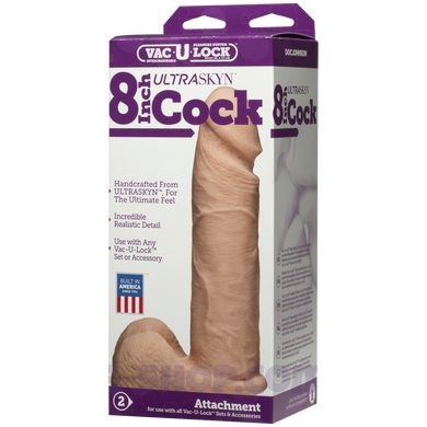 Фалоімітатор Doc Johnson Vac-U-Lock - 8 Inch ULTRASKYN Cock White, діаметр 5,1 см