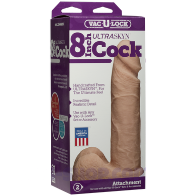 Фалоімітатор Doc Johnson Vac-U-Lock - 8 Inch ULTRASKYN Cock White, діаметр 5,1 см