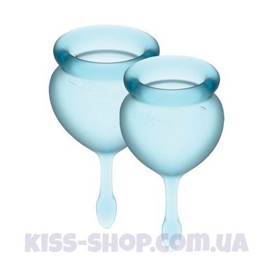 Набір менструальних чаш Satisfyer Feel Good (light blue), 15мл і 20мл, мішечок для зберігання