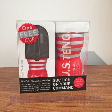 Вакуумна насадка Tenga Vacuum Controller з мастурбатором US Deep Throat Cup, єдиний, що смокче